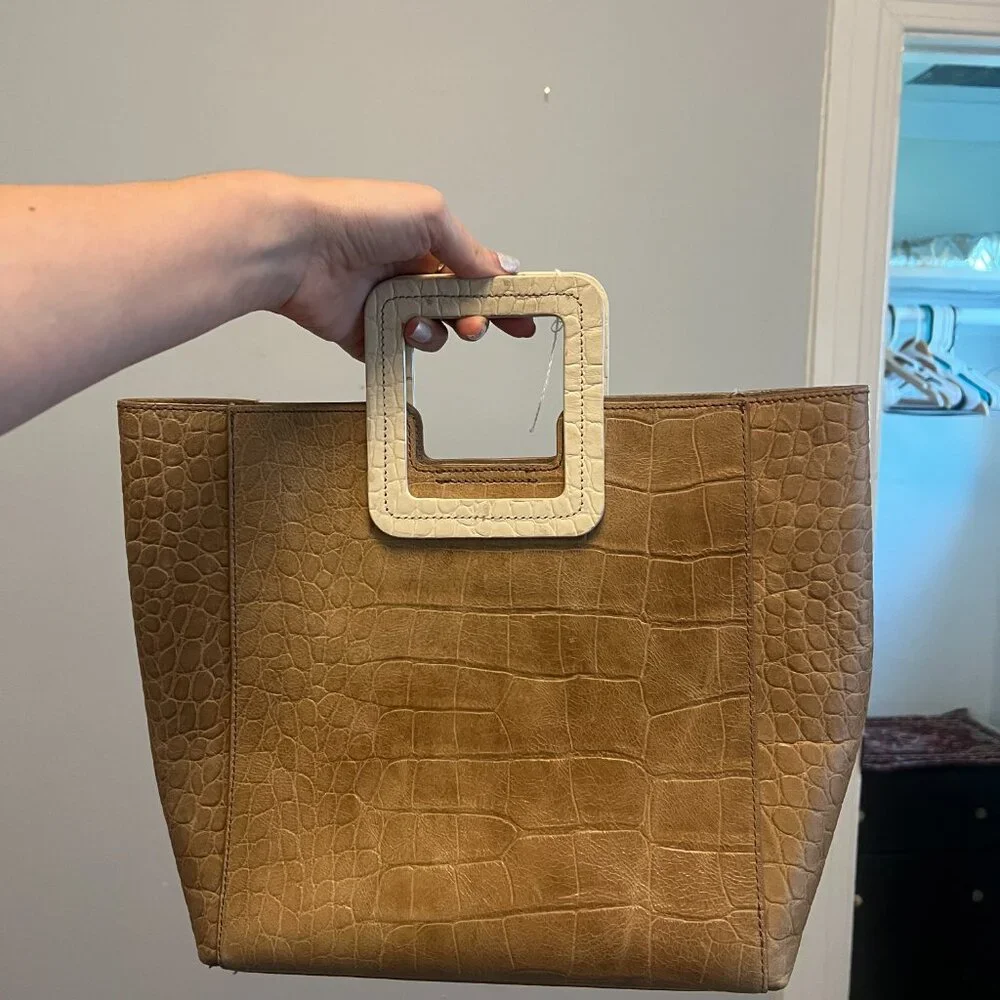 STAUD Shirley Tote Bag Croc Embossed Leather - Picture 3 of 5